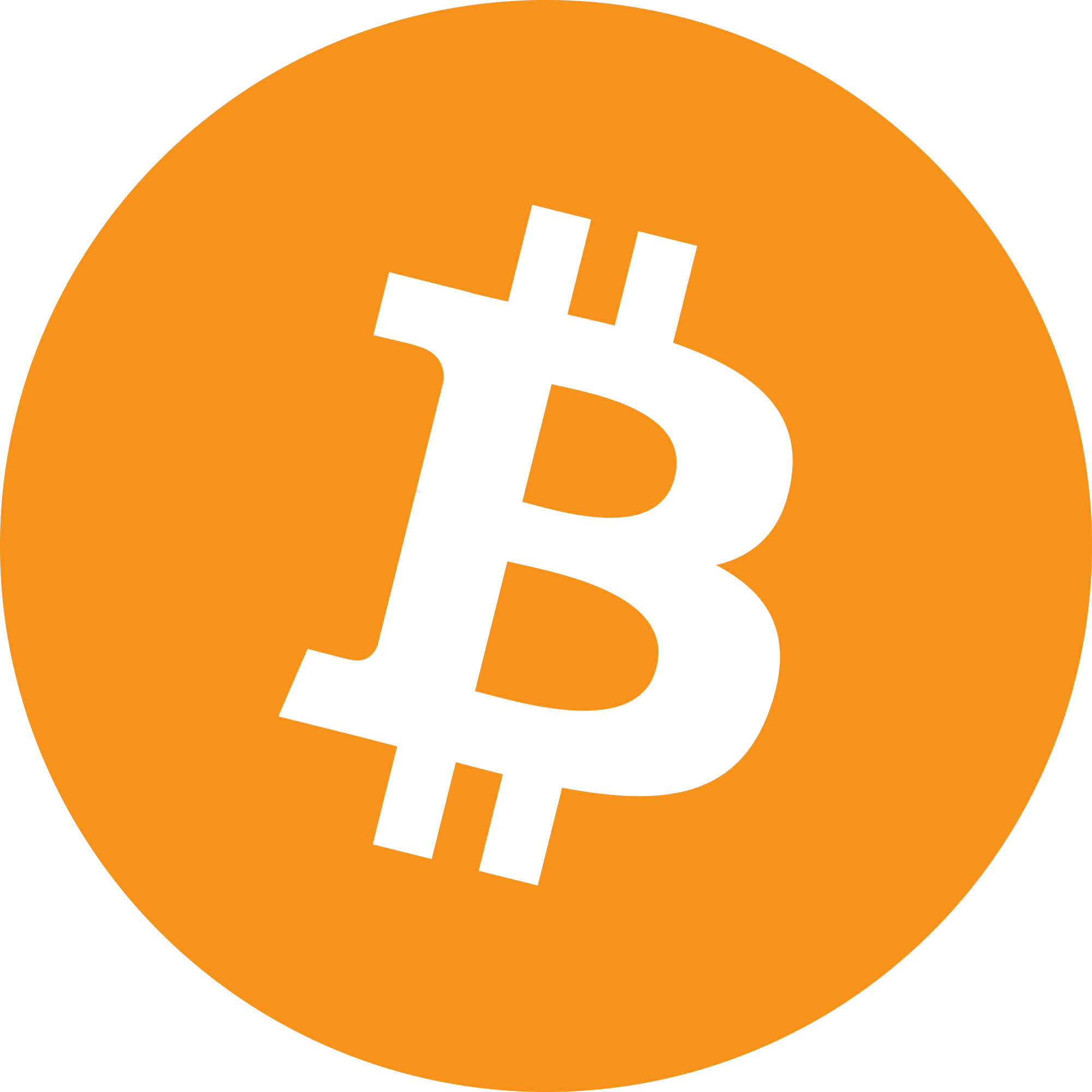 Weißes BTS-Logo auf orangefarbenem Kreis